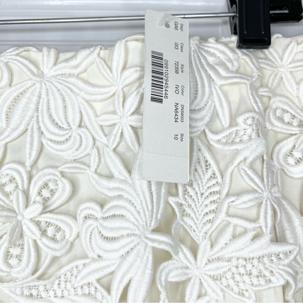 J. Crew Collection White Cotton Embellished Pencil Skirt Knee-Length - Picture 2 of 7